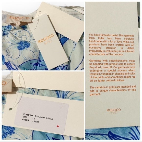 NWT Rococo Sand Amaya One Shoulder Floral Print Mini Dress, Size S, Color Blue - Picture 13 of 16